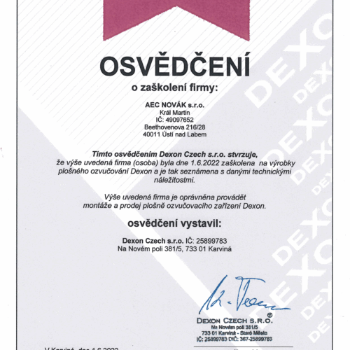 DEXON Osvedceni mantaz a prodej