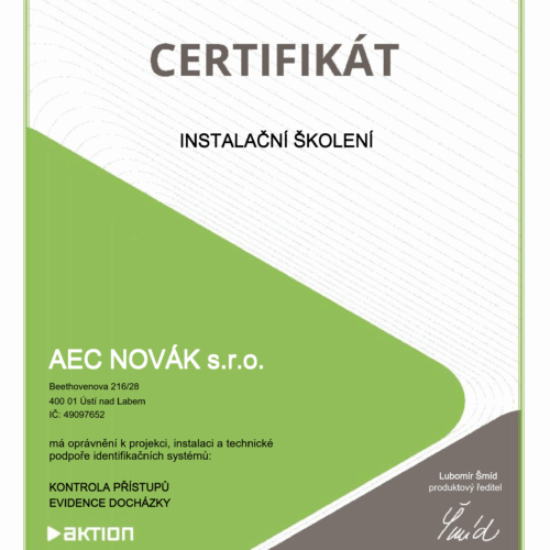 EFG projekce a instalace přístupu AKTION